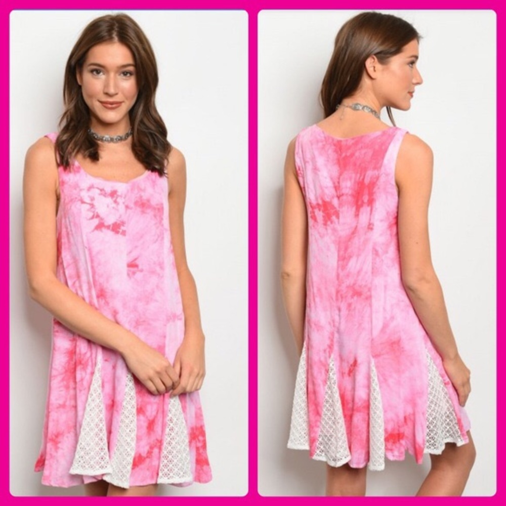 Entro Lined Pink Tie-Dye Dress - Picture 1 of 1